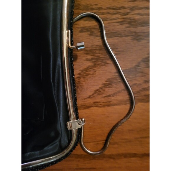 1950s Richere Bag By Walborg Black Beaded & Sequins Clutch Purse Metal strap - Picture 5 of 11